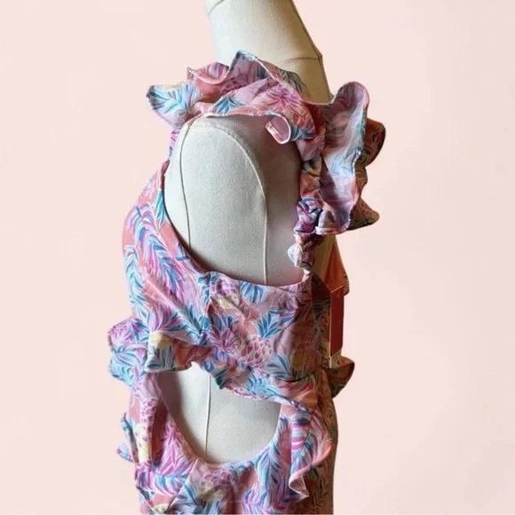 Simply Southern Tropical Pink and Blue Maxi Dress with Pineapples New with Tags - Picture 4 of 7